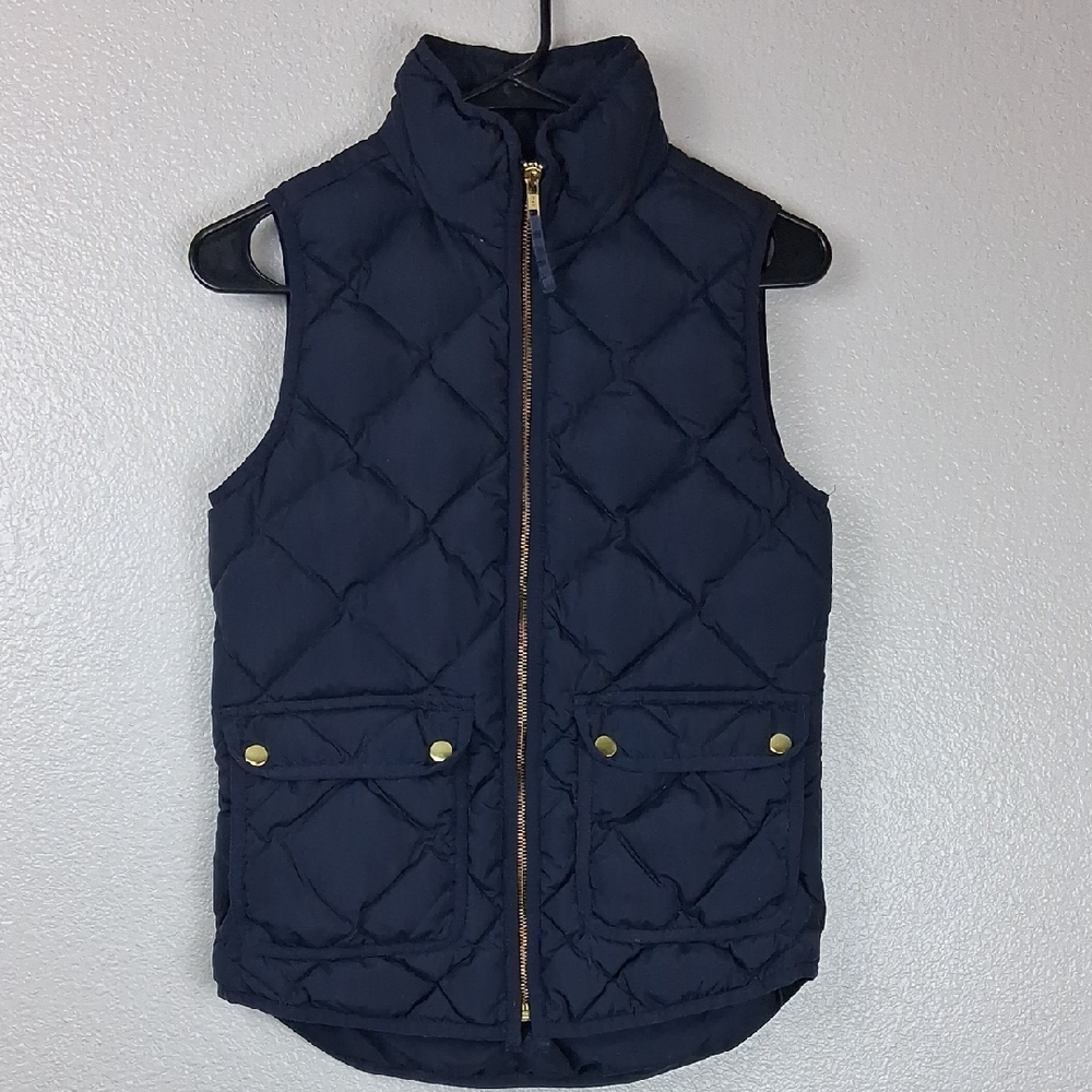 J Crew Womens Dark Blue XXXS Full Zip Two Button Front Pockets